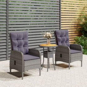 3-teiliges Garten-Essset aus grauem synthetischem Rattan von vidaXL, Gartensets - Ref: Foro24-3058543, Preis: 434,99 €, Rabat...