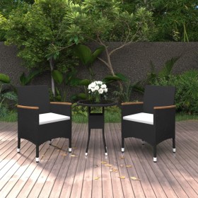 3-piece black synthetic rattan garden dining set by vidaXL, Garden sets - Ref: Foro24-3058464, Price: 189,28 €, Discount: %