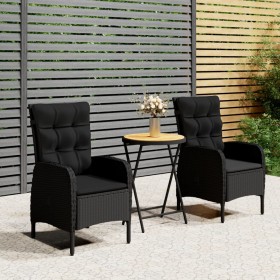 Garden bistro set 3 pieces synthetic rattan black acacia wood by vidaXL, Garden sets - Ref: Foro24-3058541, Price: 324,99 €, ...