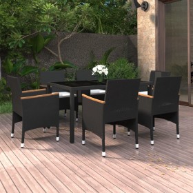 Garden dining set 7 pieces synthetic rattan black glass by vidaXL, Garden sets - Ref: Foro24-3058434, Price: 459,86 €, Discou...