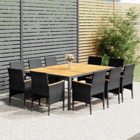 11-teilige Garten-Essgarnitur Kunststoff-Rattan grau von vidaXL, Gartensets - Ref: Foro24-3058571, Preis: 953,72 €, Rabatt: %