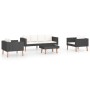 Set de muebles de jardín 4 pzas y cojines ratán sintético negro de vidaXL, Conjuntos de jardín - Ref: Foro24-3059334, Precio:...