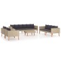 Set de muebles de jardín 5 pzas y cojines ratán sintético beige de vidaXL, Conjuntos de jardín - Ref: Foro24-3059327, Precio:...