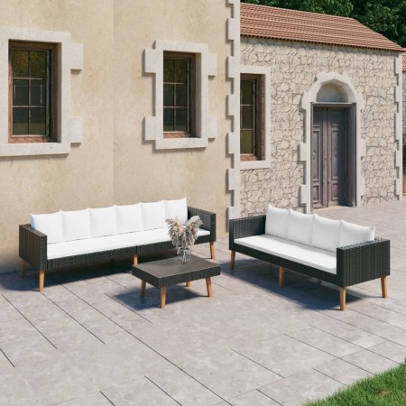 3-piece garden furniture set and black synthetic rattan cushions by vidaXL, Garden sets - Ref: Foro24-3059337, Price: 405,89 ...