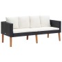 Set de muebles de jardín 3 pzas y cojines ratán sintético negro de vidaXL, Conjuntos de jardín - Ref: Foro24-3059337, Precio:...