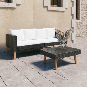 Garden furniture set 2 pieces and black synthetic rattan cushions by vidaXL, Garden sets - Ref: Foro24-3059336, Price: 214,45...