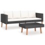 Set de muebles de jardín 2 pzas y cojines ratán sintético negro de vidaXL, Conjuntos de jardín - Ref: Foro24-3059336, Precio:...