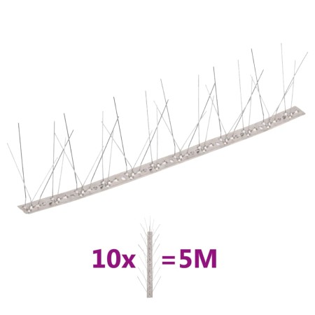 Set de 10 hileras pinchos contra pájaros y palomas 10 filas 5 m de vidaXL, Repelentes para animales - Ref: Foro24-149132, Pre...