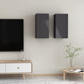 TV furniture 2 units glossy gray plywood 30.5x30x60 cm by vidaXL, TV Furniture - Ref: Foro24-803343, Price: 79,99 €, Discount: %