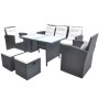 Set comedor de jardín 6 piezas y cojines ratán sintético negro de vidaXL, Conjuntos de jardín - Ref: Foro24-42643, Precio: 64...