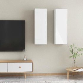 Muebles de TV 2 uds blanco brillo 30,5x30x90 cm de vidaXL, Muebles TV - Ref: Foro24-803357, Precio: 95,99 €, Descuento: %