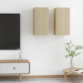 Mueble de TV 2 uds madera contrachapada roble 30,5x30x60 cm de vidaXL, Muebles TV - Ref: Foro24-803333, Precio: 62,99 €, Desc...