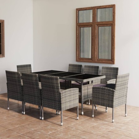 Garden dining set 9 pieces anthracite gray and gray synthetic rattan by vidaXL, Garden sets - Ref: Foro24-3059427, Price: 688...