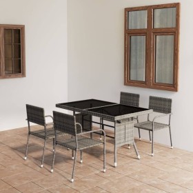 Set comedor jardín 5 pzas ratán sintético gris antracita y gris de vidaXL, Conjuntos de jardín - Ref: Foro24-3059445, Precio:...