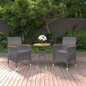 3-teiliges Garten-Essset aus grauem synthetischem Rattan von vidaXL, Gartensets - Ref: Foro24-3058467, Preis: 184,88 €, Rabat...