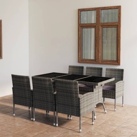 Set comedor jardín 7 pzas ratán sintético gris antracita y gris de vidaXL, Conjuntos de jardín - Ref: Foro24-3059424, Precio:...