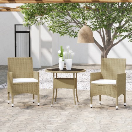 3-teiliges Garten-Ess-Set aus synthetischem Rattan in Beige von vidaXL, Gartensets - Ref: Foro24-3058480, Preis: 230,63 €, Ra...