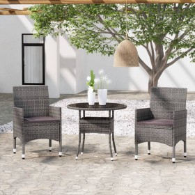 Garten-Essgruppe 3-teilig aus grauem synthetischem Rattan von vidaXL, Gartensets - Ref: Foro24-3058479, Preis: 227,47 €, Raba...