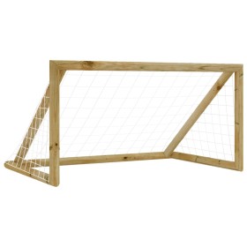 Football goal with pine wood impregnated net 160x80x100 cm by vidaXL, soccer goals - Ref: Foro24-3059949, Price: 62,18 €, Dis...