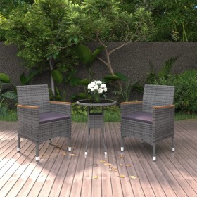 Gray synthetic rattan 3-piece garden dining set by vidaXL, Garden sets - Ref: Foro24-3058465, Price: 182,88 €, Discount: %