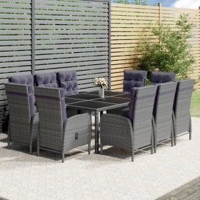 Garden dining set 11 pieces gray synthetic rattan by vidaXL, Garden sets - Ref: Foro24-3058554, Price: 2,00 €, Discount: %