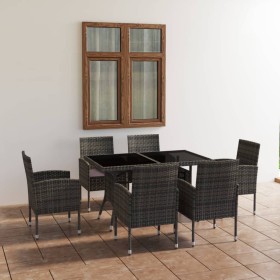 Garden dining set 7 pieces anthracite gray and gray synthetic rattan by vidaXL, Garden sets - Ref: Foro24-3059421, Price: 533...