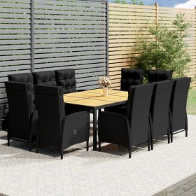 Set de comedor de jardín 11 piezas ratán sintético negro de vidaXL, Conjuntos de jardín - Ref: Foro24-3058557, Precio: 1,00 €...