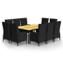 Set de comedor de jardín 11 piezas ratán sintético negro de vidaXL, Conjuntos de jardín - Ref: Foro24-3058557, Precio: 1,00 €...