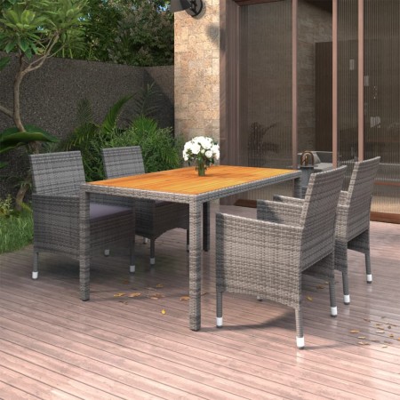 Juego de comedor de jardín 5 piezas ratán sintético gris de vidaXL, Conjuntos de jardín - Ref: Foro24-3058423, Precio: 417,99...