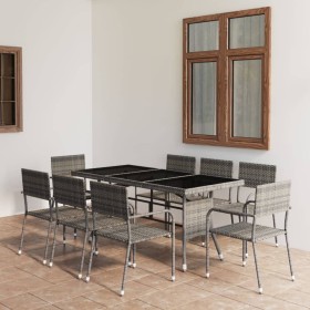 Set comedor jardín 9 pzas ratán sintético gris antracita y gris de vidaXL, Conjuntos de jardín - Ref: Foro24-3059451, Precio:...