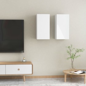 Mueble de TV 2 uds contrachapada blanco brillante 30,5x30x60 cm de vidaXL, Muebles TV - Ref: Foro24-803339, Precio: 72,99 €, ...