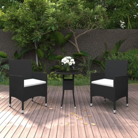 3-Piece Black Synthetic Rattan Garden Dining Set by vidaXL, Garden sets - Ref: Foro24-3058458, Price: 179,83 €, Discount: %