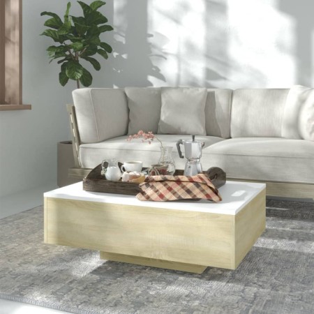 Mesa de centro madera contrachapada blanco y roble 85x55x31 cm de vidaXL, Mesas de centro - Ref: Foro24-803385, Precio: 64,99...