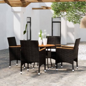 Juego de comedor para jardín 5 piezas ratán sintético negro de vidaXL, Conjuntos de jardín - Ref: Foro24-3058496, Precio: 305...