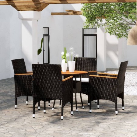 Juego de comedor para jardín 5 piezas ratán sintético negro de vidaXL, Conjuntos de jardín - Ref: Foro24-3058496, Precio: 321...