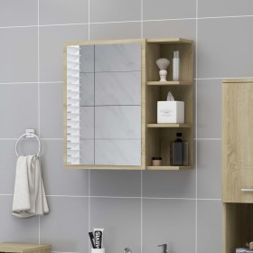 Badezimmerspiegelschrank aus eichenfarbenem Sperrholz, 62,5 x 20,5 x 64 cm von vidaXL, Badezimmerwaschtische - Ref: Foro24-80...