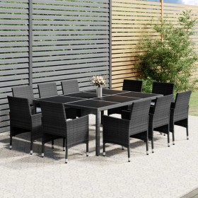 Garten-Essgruppe 11-teilig aus grauem synthetischem Rattan von vidaXL, Gartensets - Ref: Foro24-3058563, Preis: 909,32 €, Rab...