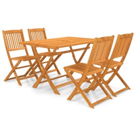 Folding garden dining set 5 pieces solid acacia wood by vidaXL, Garden sets - Ref: Foro24-3060193, Price: 267,75 €, Discount: %