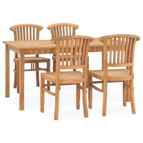 Garden dining set 5 pieces solid teak wood by vidaXL, Garden sets - Ref: Foro24-3060028, Price: 675,13 €, Discount: %