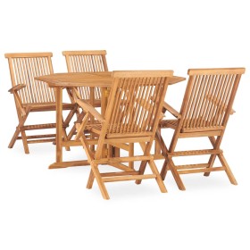 Folding garden dining set 5 pieces solid teak wood by vidaXL, Garden sets - Ref: Foro24-3059989, Price: 535,99 €, Discount: %