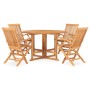 Folding garden dining set 5 pieces solid teak wood by vidaXL, Garden sets - Ref: Foro24-3059989, Price: 535,24 €, Discount: %