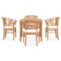 Set de comedor de jardín 5 pzas y cojines madera maciza de teca de vidaXL, Conjuntos de jardín - Ref: Foro24-3060005, Precio:...