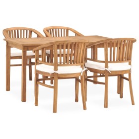 5-piece garden dining set and solid teak wood cushions by vidaXL, Garden sets - Ref: Foro24-3060018, Price: 863,64 €, Discoun...