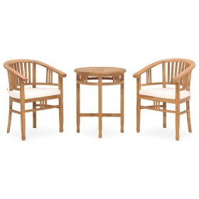 3-piece garden dining set with solid teak wood and cushions by vidaXL, Garden sets - Ref: Foro24-3059996, Price: 451,99 €, Di...