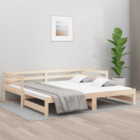 Removable sofa bed solid pine wood 2x(80x200) cm by vidaXL, Beds and slatted bases - Ref: Foro24-833085, Price: 190,78 €, Dis...