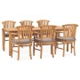 Garden dining set 7 pieces solid teak and cushions by vidaXL, Garden sets - Ref: Foro24-3060040, Price: 1,00 €, Discount: %