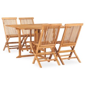 Folding garden dining set 5 pieces solid teak wood by vidaXL, Garden sets - Ref: Foro24-3059991, Price: 417,99 €, Discount: %