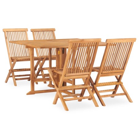 Folding garden dining set 5 pieces solid teak wood by vidaXL, Garden sets - Ref: Foro24-3059991, Price: 417,24 €, Discount: %