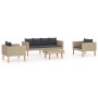 Set de muebles de jardín 4 pzas y cojines ratán sintético beige de vidaXL, Conjuntos de jardín - Ref: Foro24-3059328, Precio:...