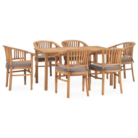 Garden dining set 7 pieces and solid teak wood cushions by vidaXL, Garden sets - Ref: Foro24-3060021, Price: 1,00 €, Discount: %